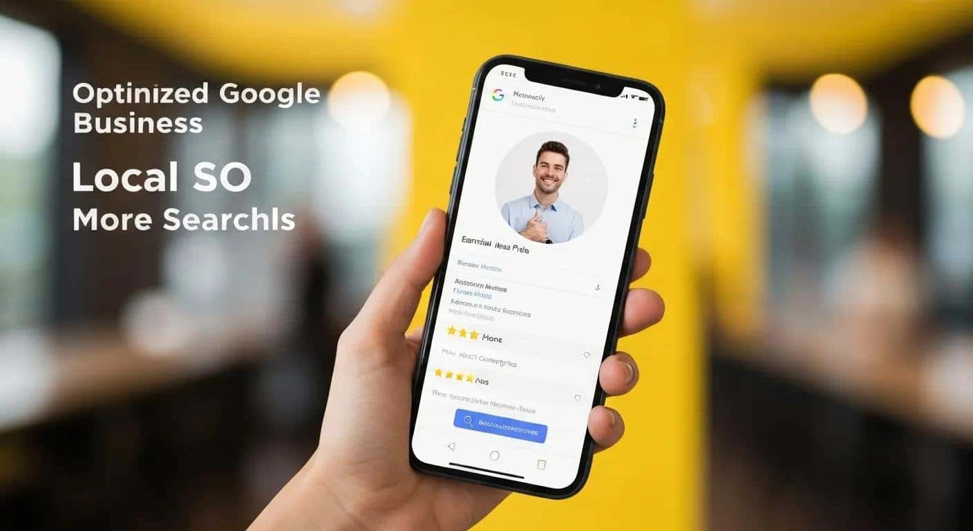 Optimized Google Business Profile on smartphone, illustrating local SEO benefits