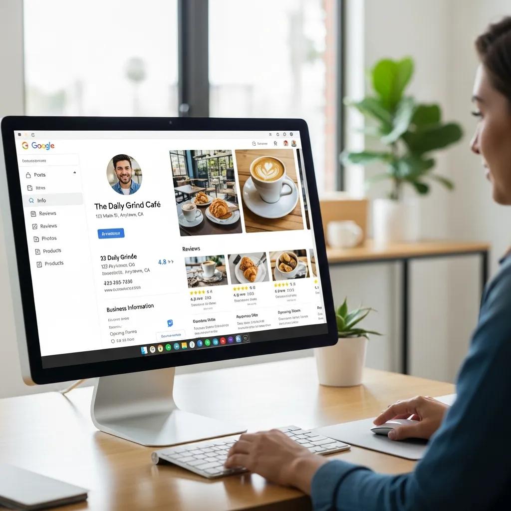 Screen showing a fully optimized Google Business Profile with images and features