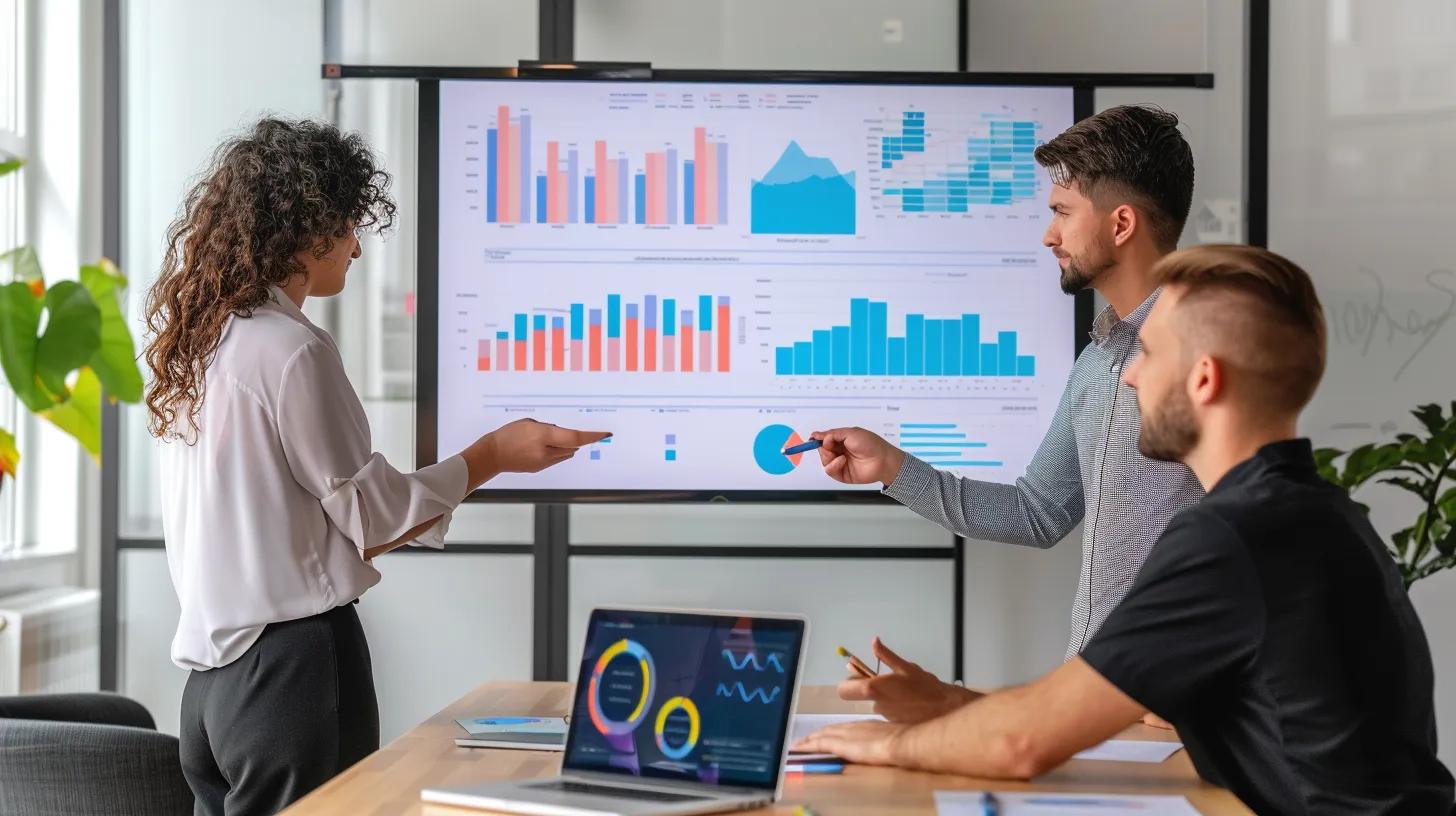 efficient workflow on the sales team increasing sales with chart in the background