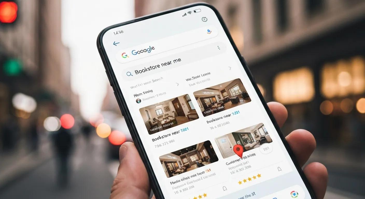 Optimized Google Business Profile on smartphone, illustrating local SEO benefits