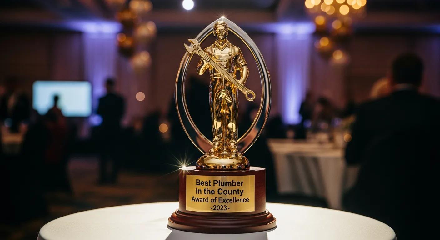 Local award plaque for best plumber in the county
