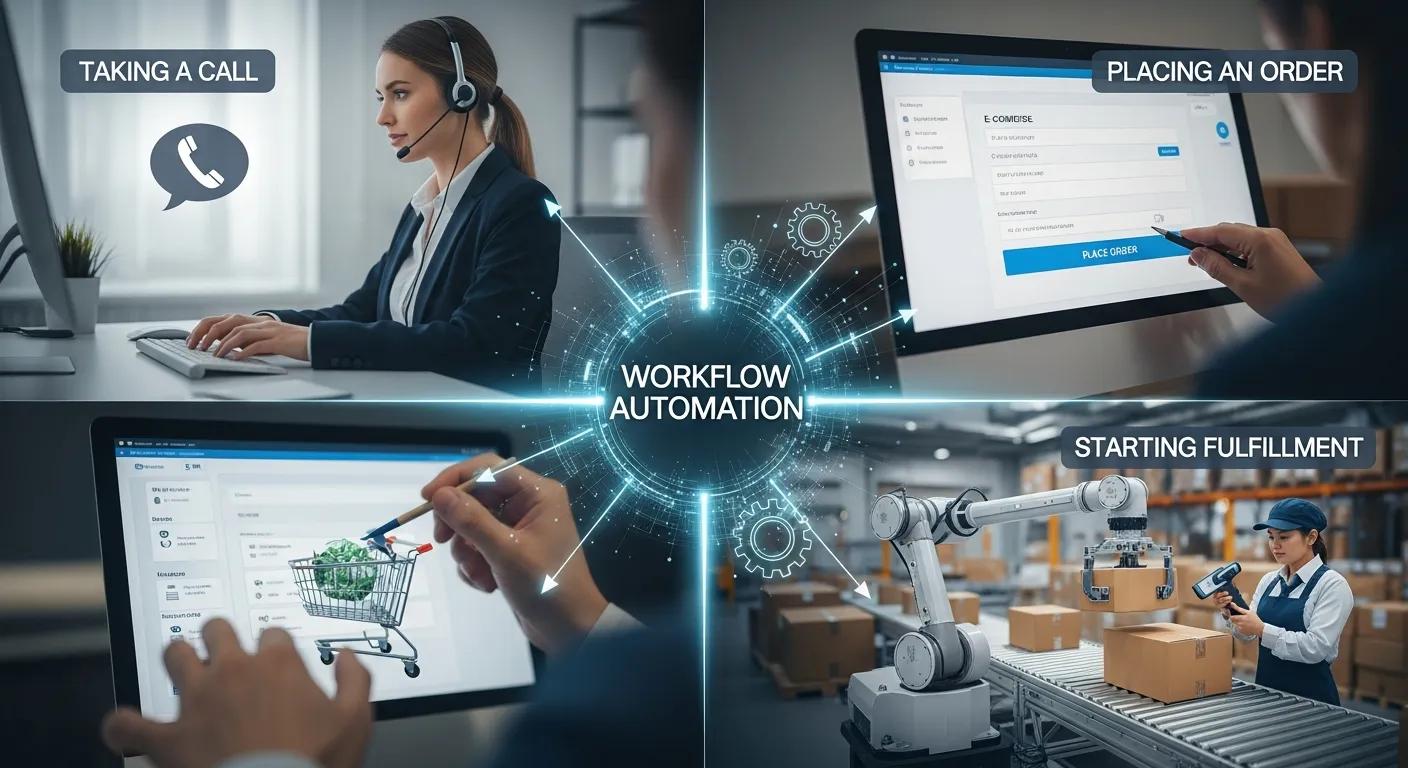 Workflow automation example: calls, orders, and fulfillment